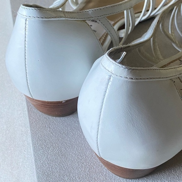 NICKELS White Leather Strappy 1” Wedge Sandals Open Toe Hard to Find Size 13W - Picture 8 of 14